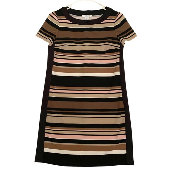 London Times Dresses & Skirts - London Times Casual Dress Short Sleeve: Brown, Pink Stripes Size 6P
